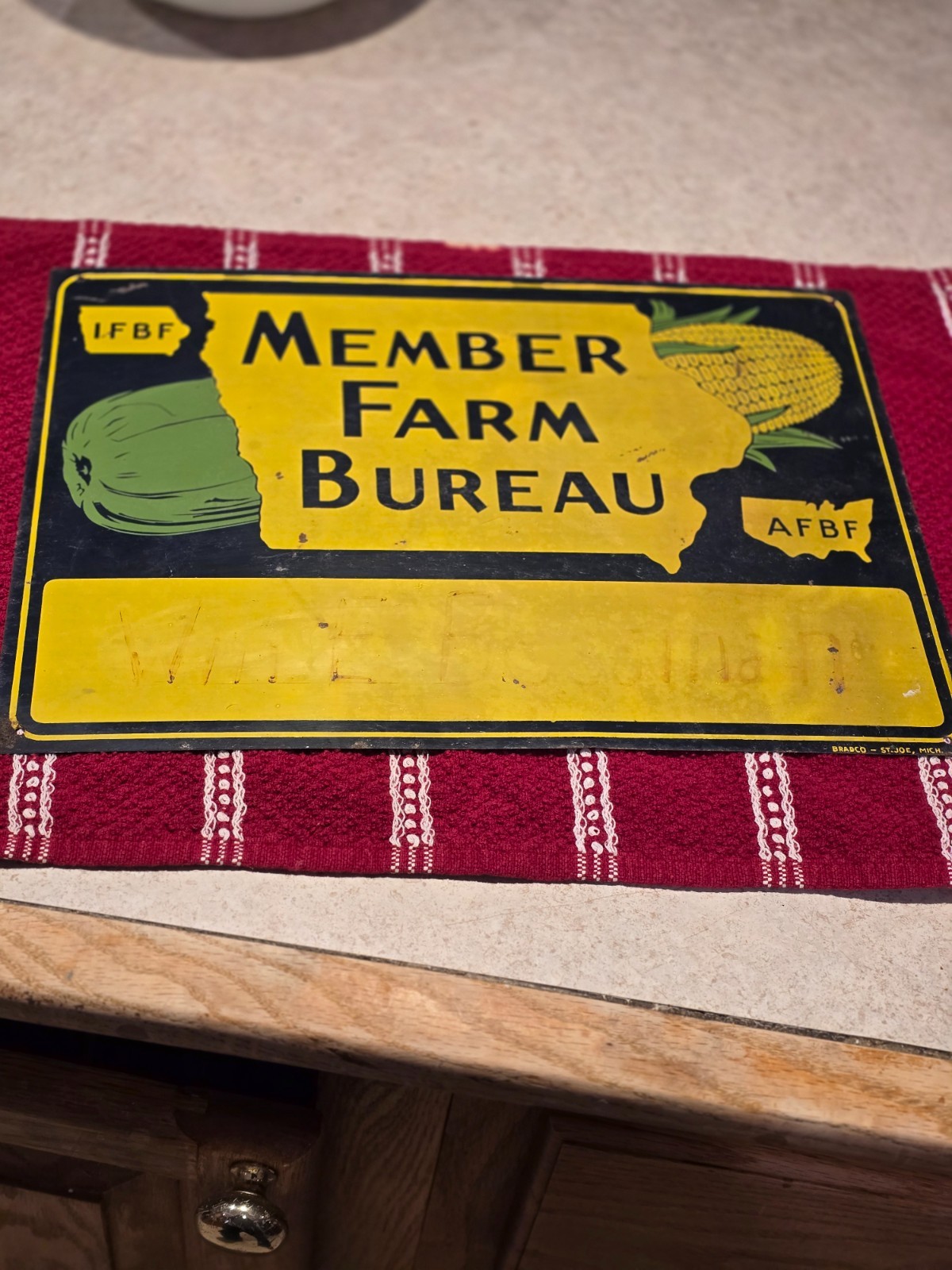 Vintage Iowa Member Farm Bureau Sign 14″ x 9.75″