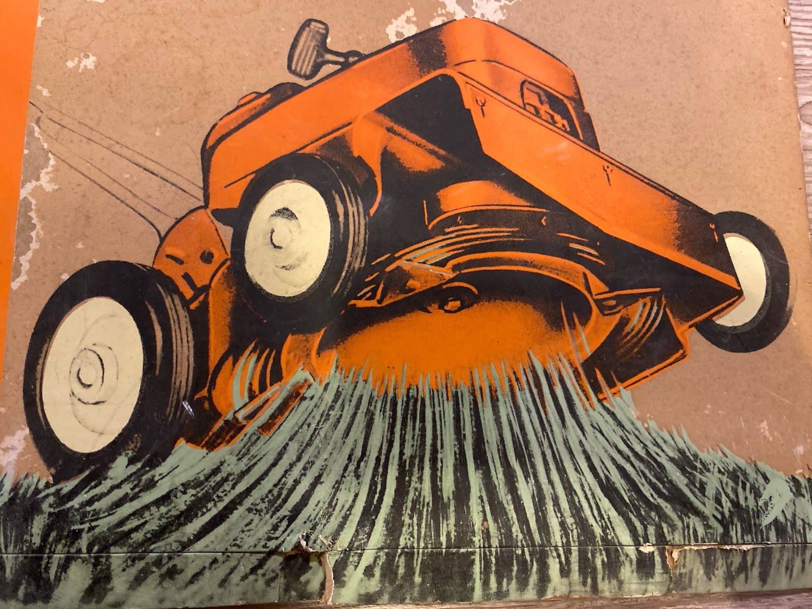 Vintage Jacobsen Mower Turbocone Rotary Advertising Sign Orange Black 24″ x 17″