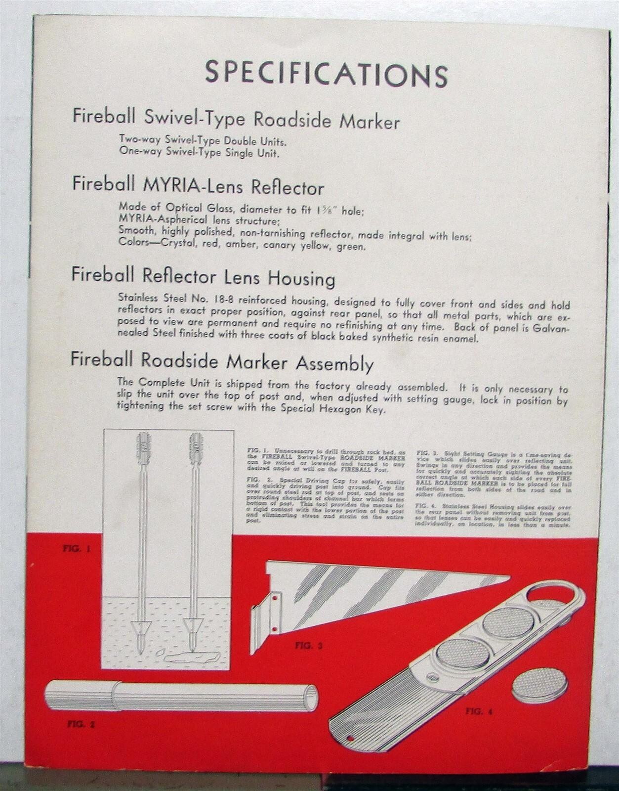 1930s National Color Type Co Fireball Swivel Type Roadside Marker Light Folder