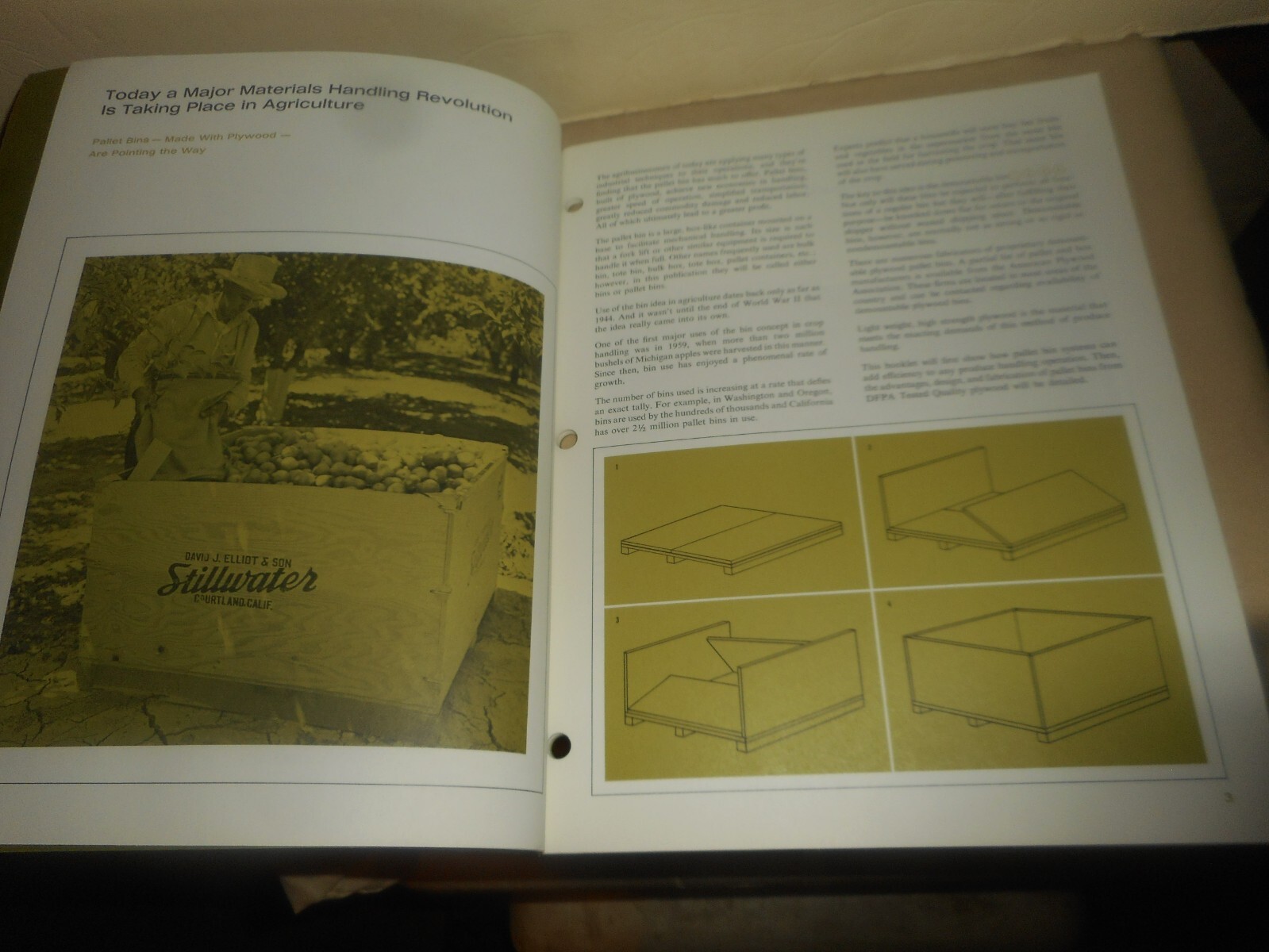 Plywood Pallet Bins for Agriculture 1968 Handbook Design Specifications Brochure