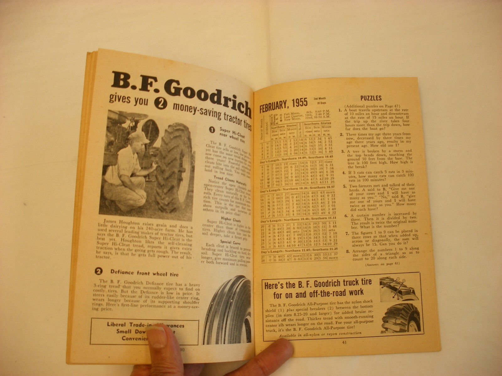 Vtg 1955 B. F. Goodrich Farm Tractor Tires Waukesha WI Farmer’s Almanac
