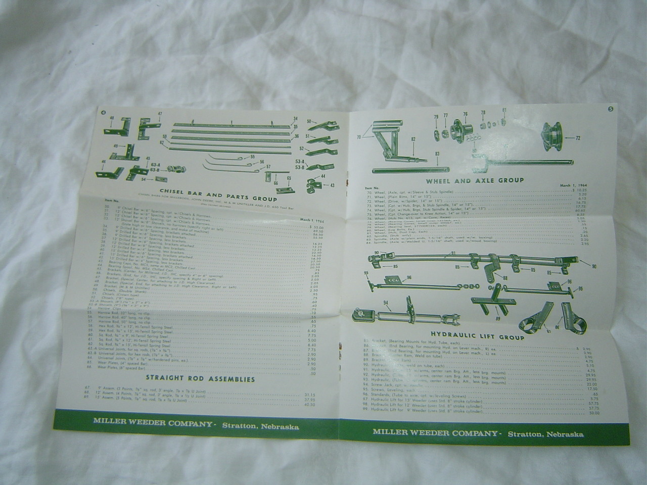 Miller semi chisel plow stubble cutters parts and price list brochure