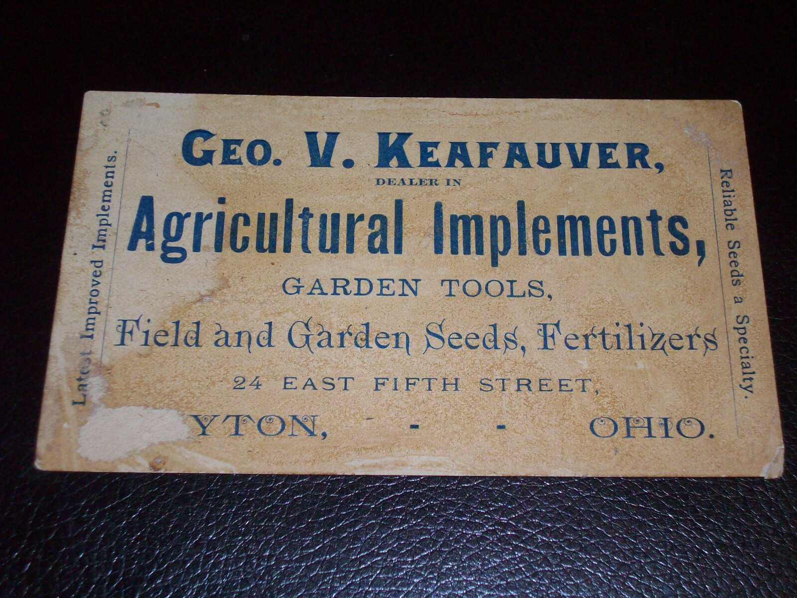 1880’s-90’s George V. Keafauver Ag Implements Advertising Trade Card Dayton Ohio