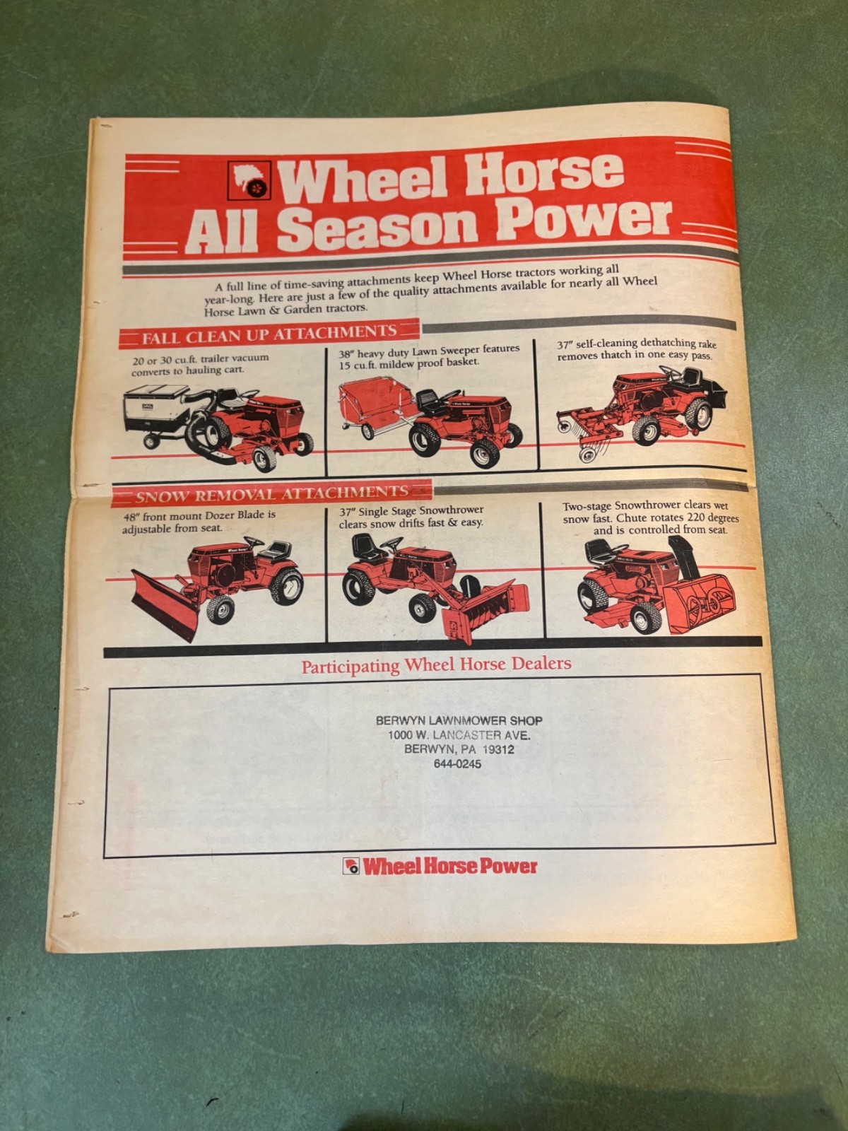 Original 1980’s Wheel Horse Newspaper Style Advertising Brochure