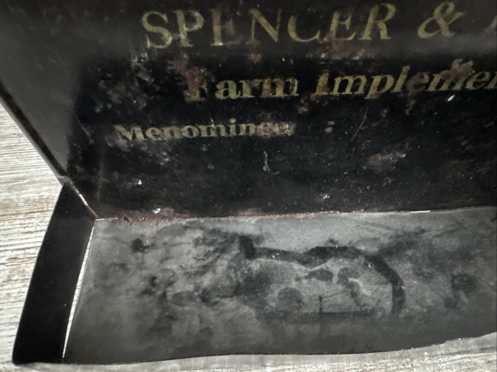 Tin Match Holder? Comb Holder? Spencer & Riley Farm Implements Menominee Mich