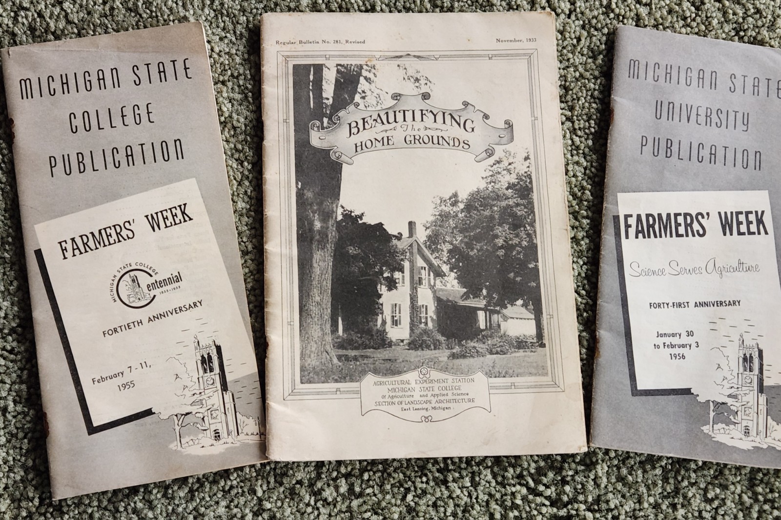 1933 book Michigan State College “Beautifying Home Grounds” + 2 MSU Farmers Week
