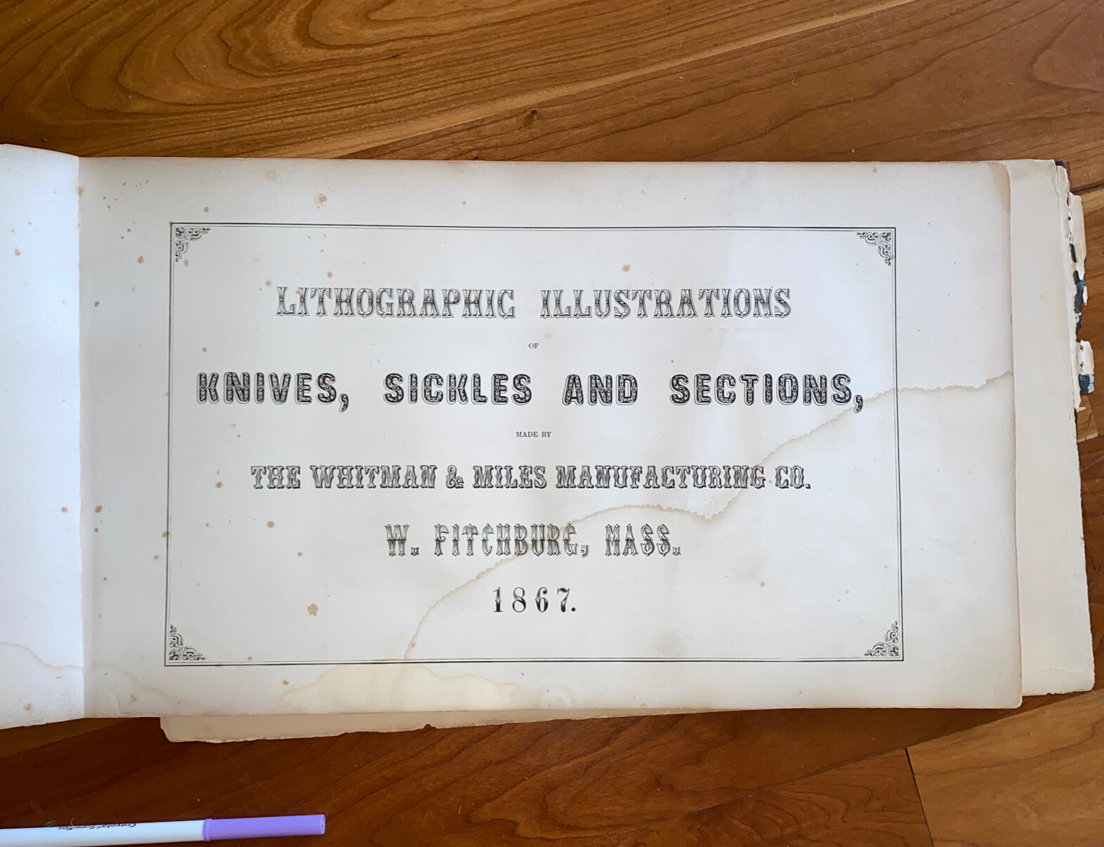 1867 LARGE FITCHBURG MASSACHUSETTS Farming MOWER Catalog KNIVES SICKLES Rare