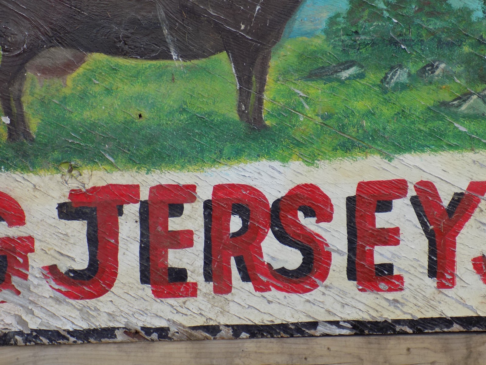 Vintage J & L Twin Farm Reg.. Jerseys Painted Pressed Wood Board Sign