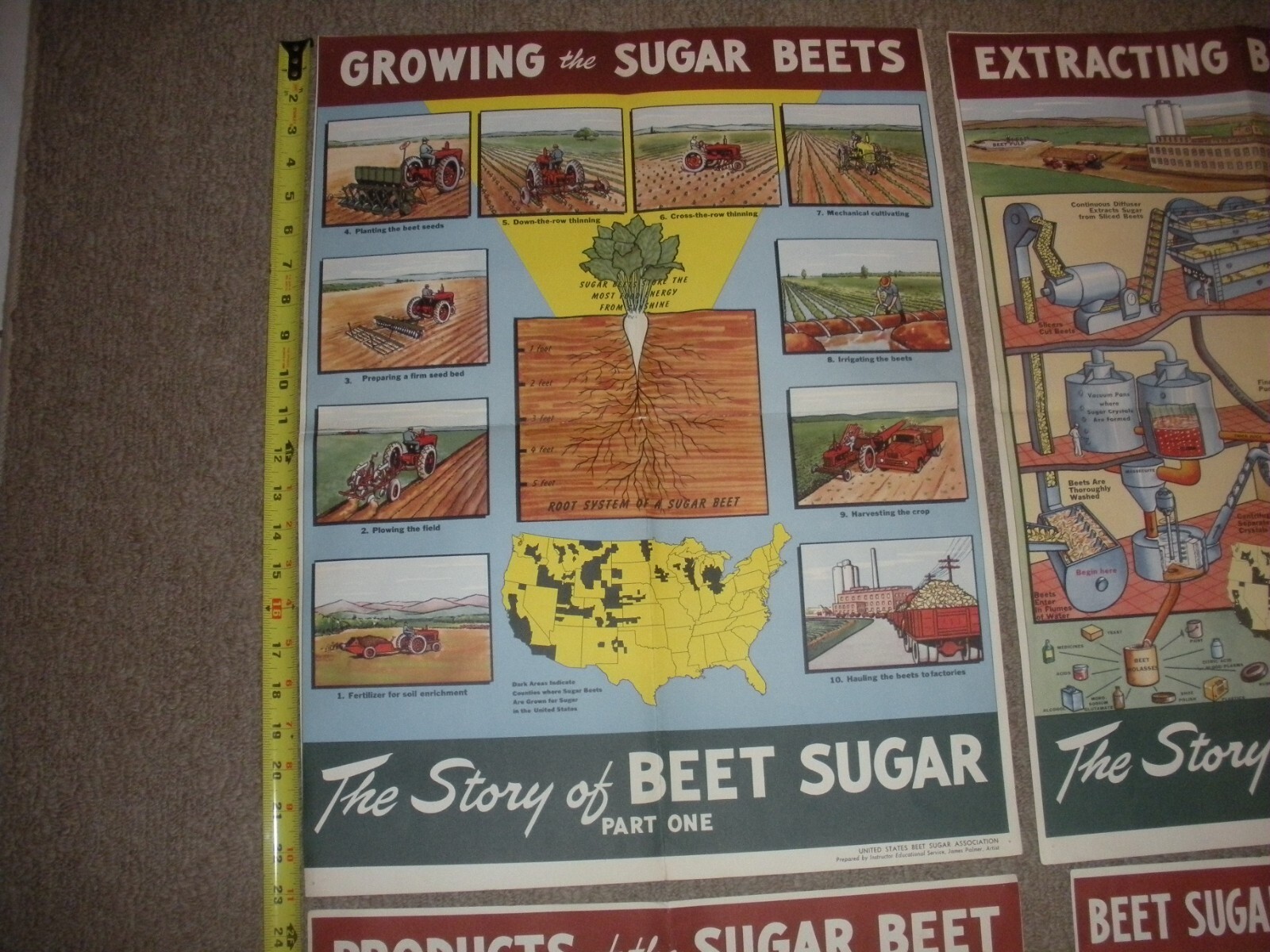 Rare Vintage 1950’s? Extracting STORY Beet Sugar food Factory COMPLETE SET OF 4
