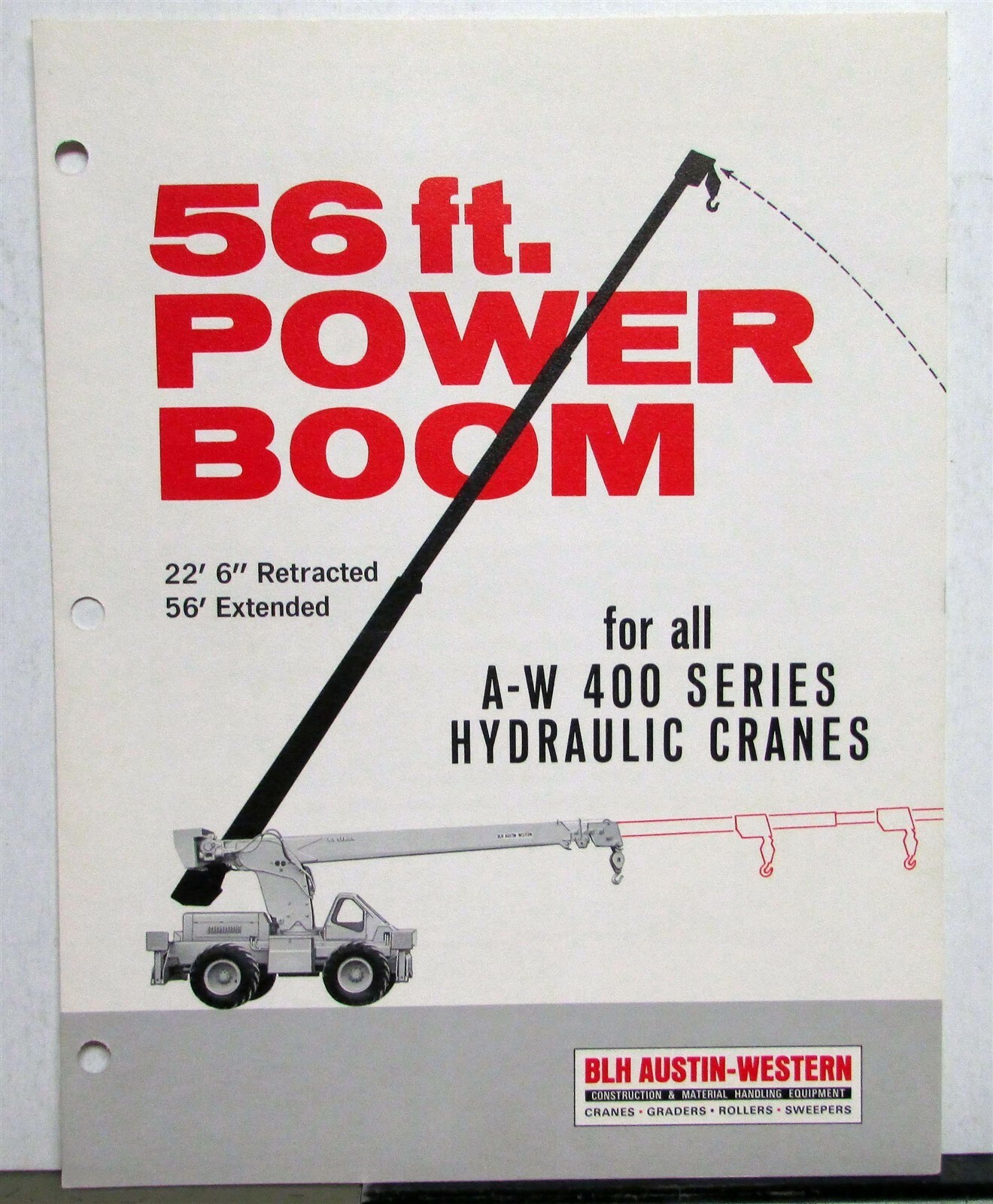 1970 Austin Western 56FT Power Boom A-W 400 Series Hydraulic Crane Sale Brochure