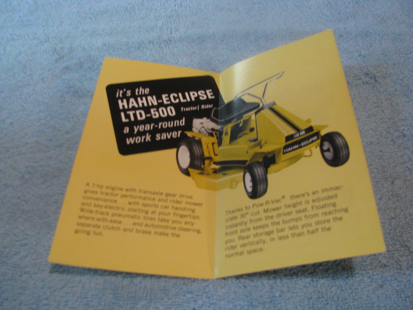 HAHN-ECLIPSE LTD-500 BROCHURE *** VINTAGE ORIGINAL