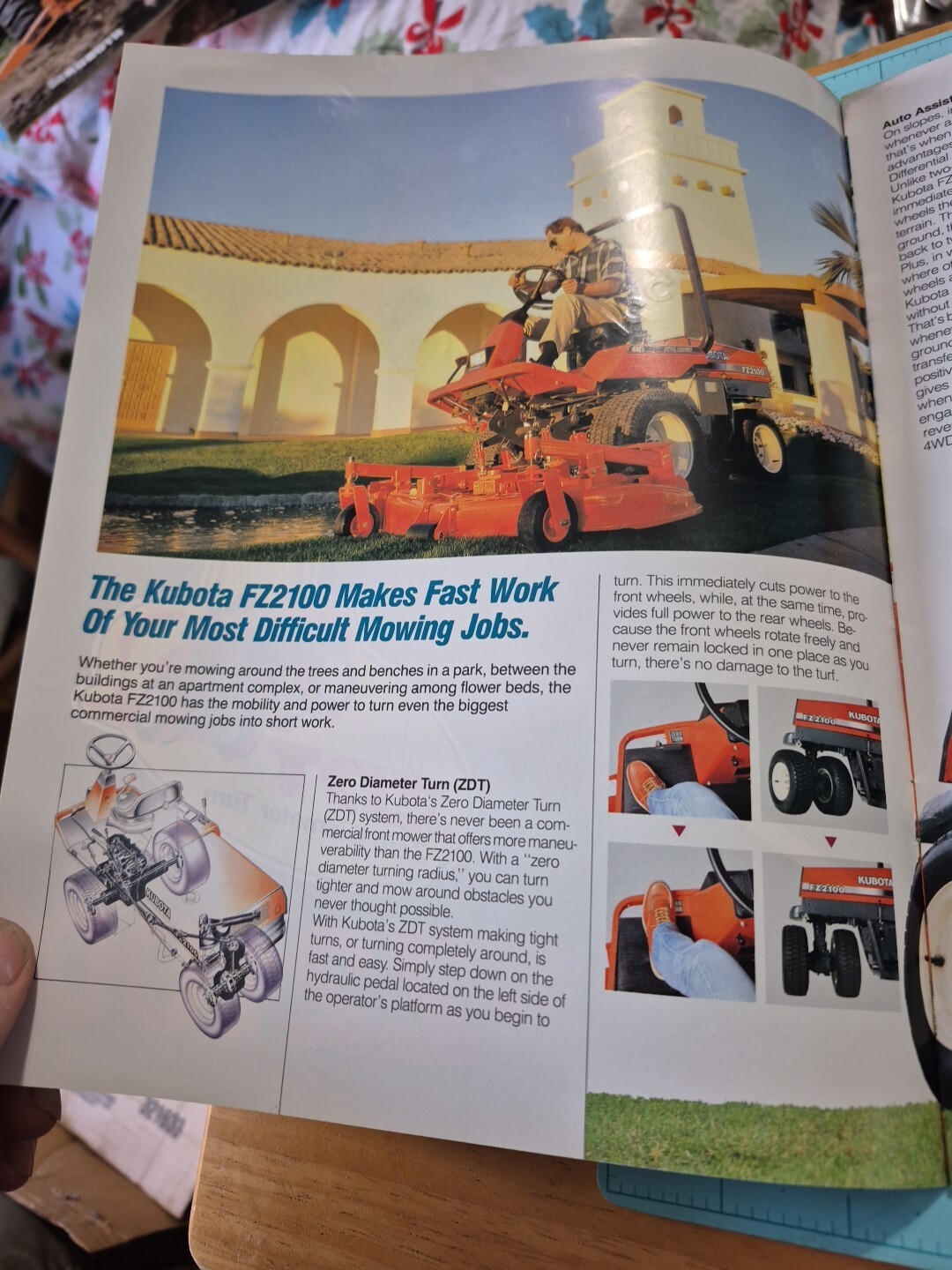 1991 Kubota FZ2100 Zero Turn 4wd Mower Brochure