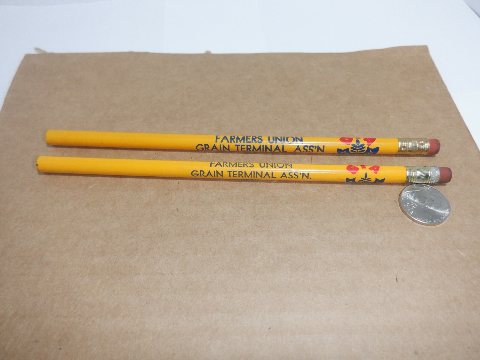 VINTAGE FARMERS UNION GRAIN TERMINAL ASS’N GTA PENCILS DIFFERENT UNSHARPENED NOS