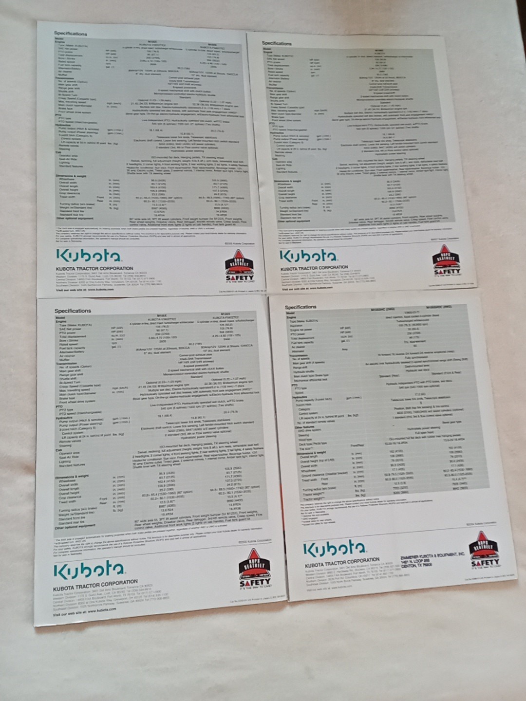 Lot 4 KUBOTA DIESEL TRACTOR SALES BROCHURE 2007 M105s, M108x,M105x,M125x Books