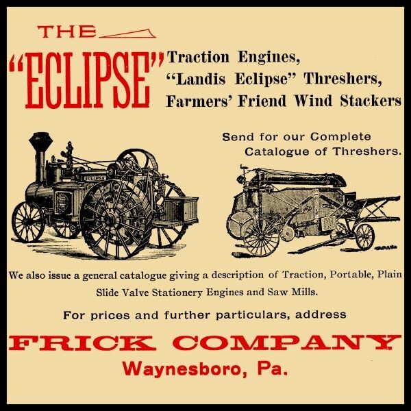 1898 Style Frick Eclipse, Steam Engine New Sign: 24″ Square Diecut USA Steel