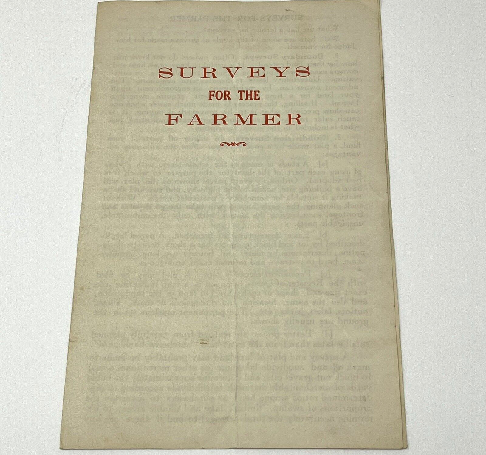 1930s Surveys For The Farmer Minneapolis MN Informational Brochure Pamphlet 30s
