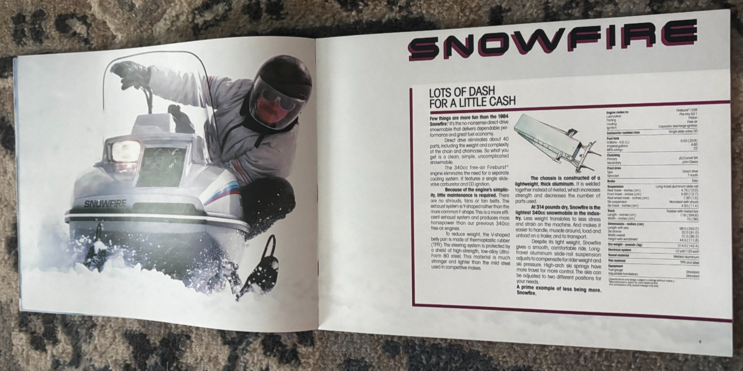John Deere Snowmobiles & Winter Wear For 1984 Brochure DCPA26