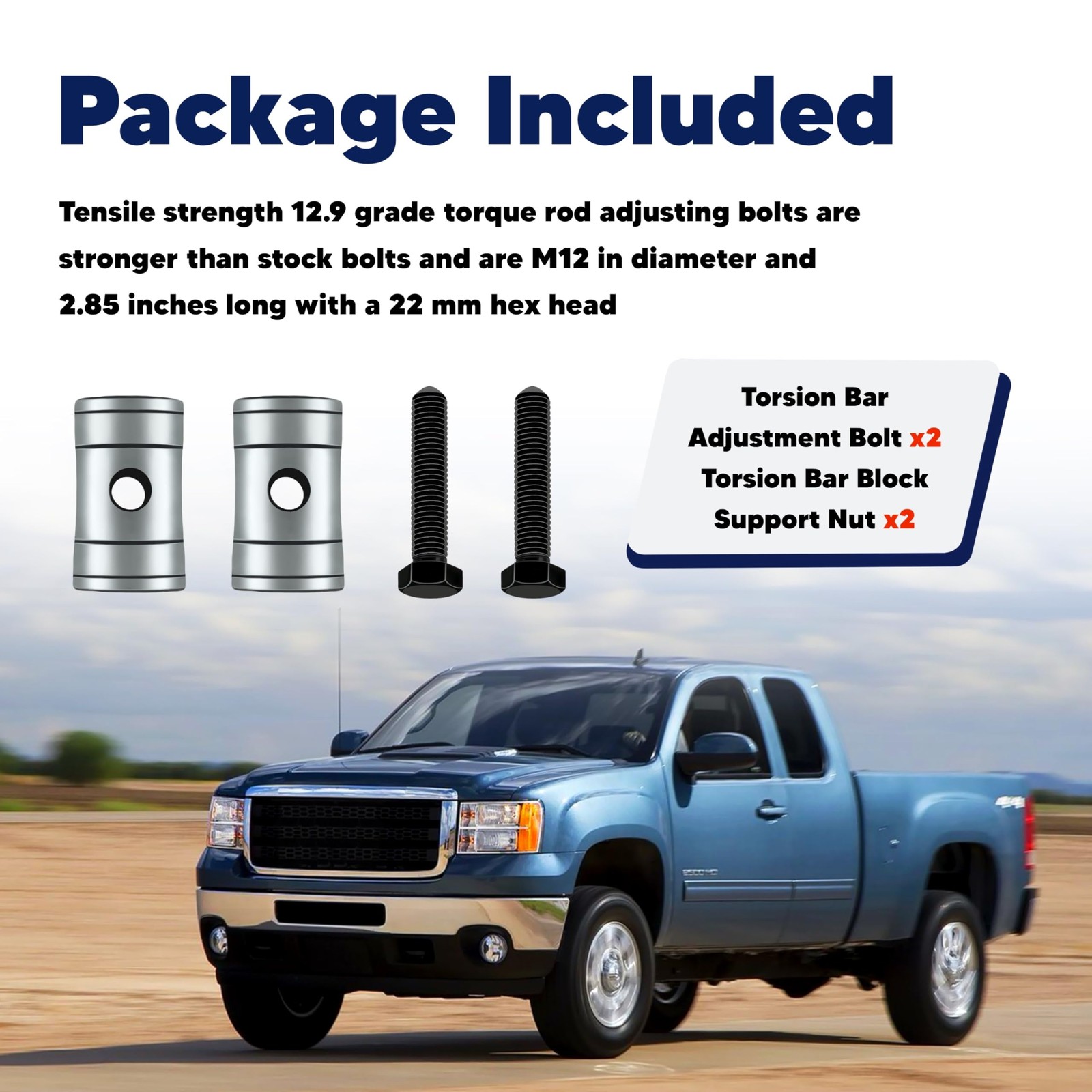 Torsion Bar Adjustment Bolt and Lock Nut Fit for Chevrolet Silverado Tahoe GMC S