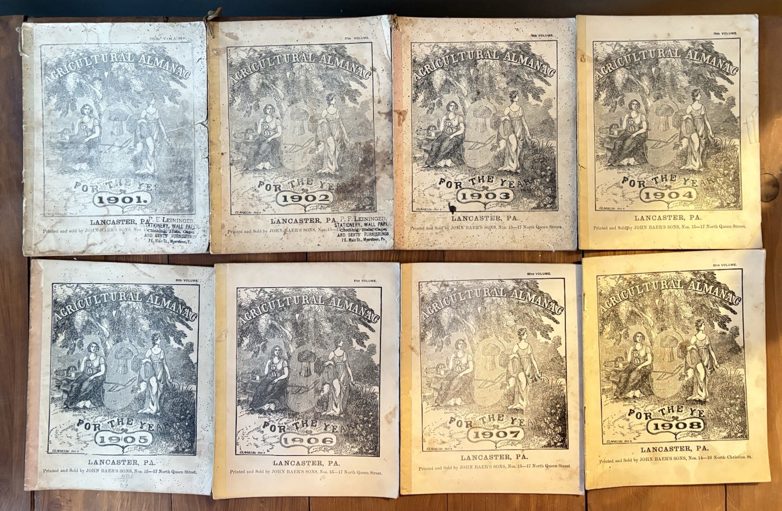 Lot Of 23 John Baer’s Agricultural Almanac Lancaster, PA Antique! 1900’s