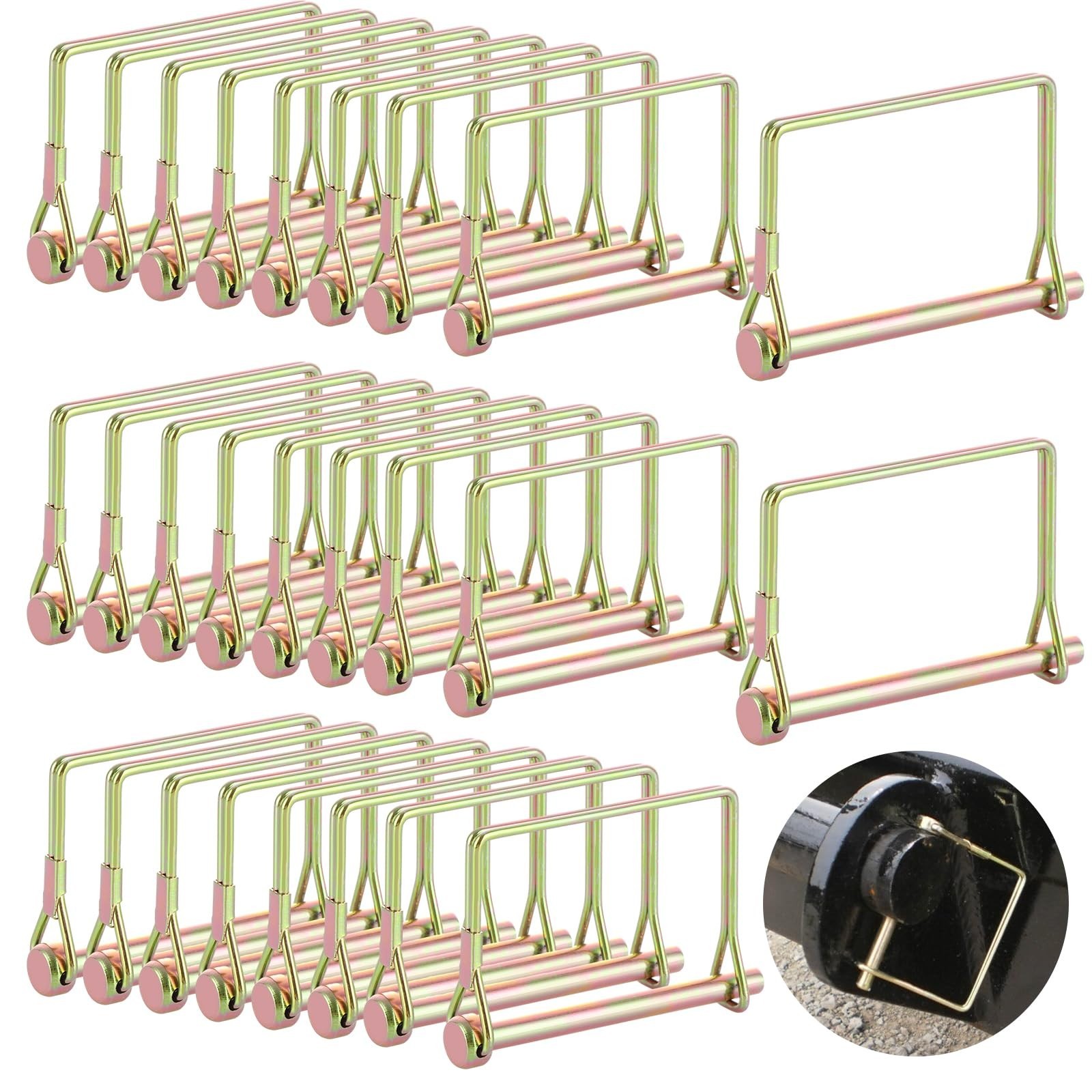 30pc Heavy Duty Trailer Coupler Pin 1/4″ Square Wire Lock Safety Pin