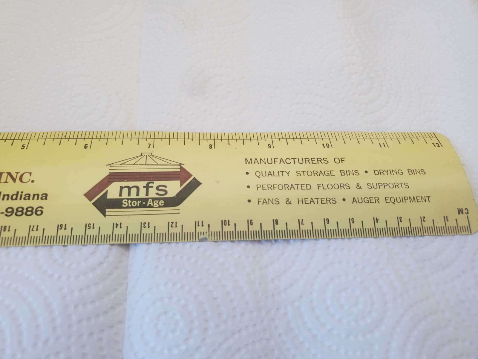 12″ Metal Ruler Modern Farm Systems Webster City Iowa Elwood Indiana Grain Bins