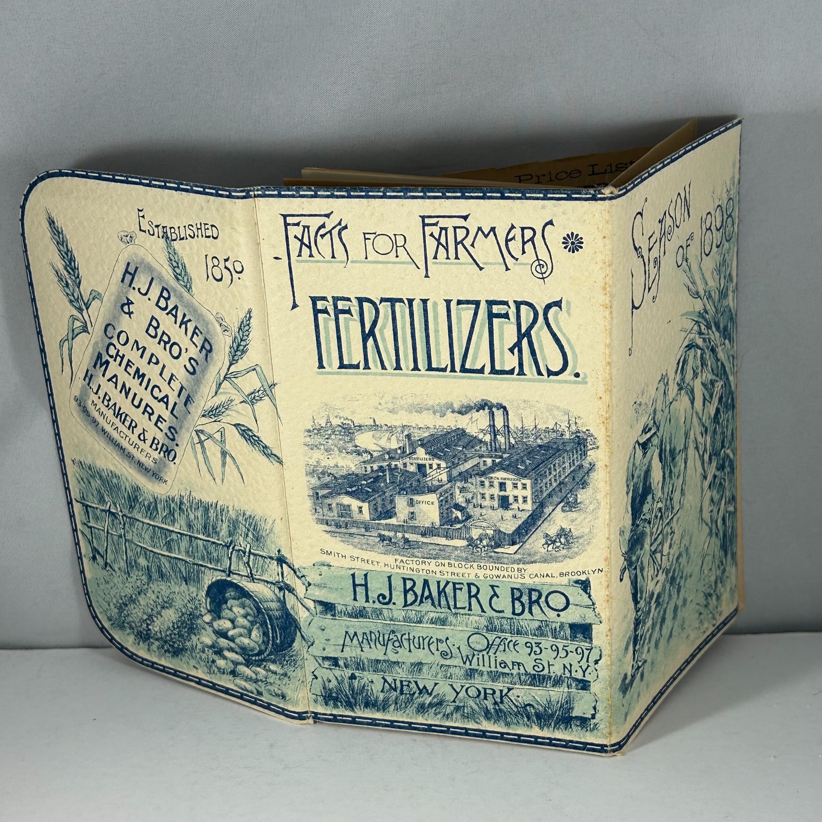 1898 Facts for Farmers H J Baker Fertilizers Manures Guide Advertising Brochure