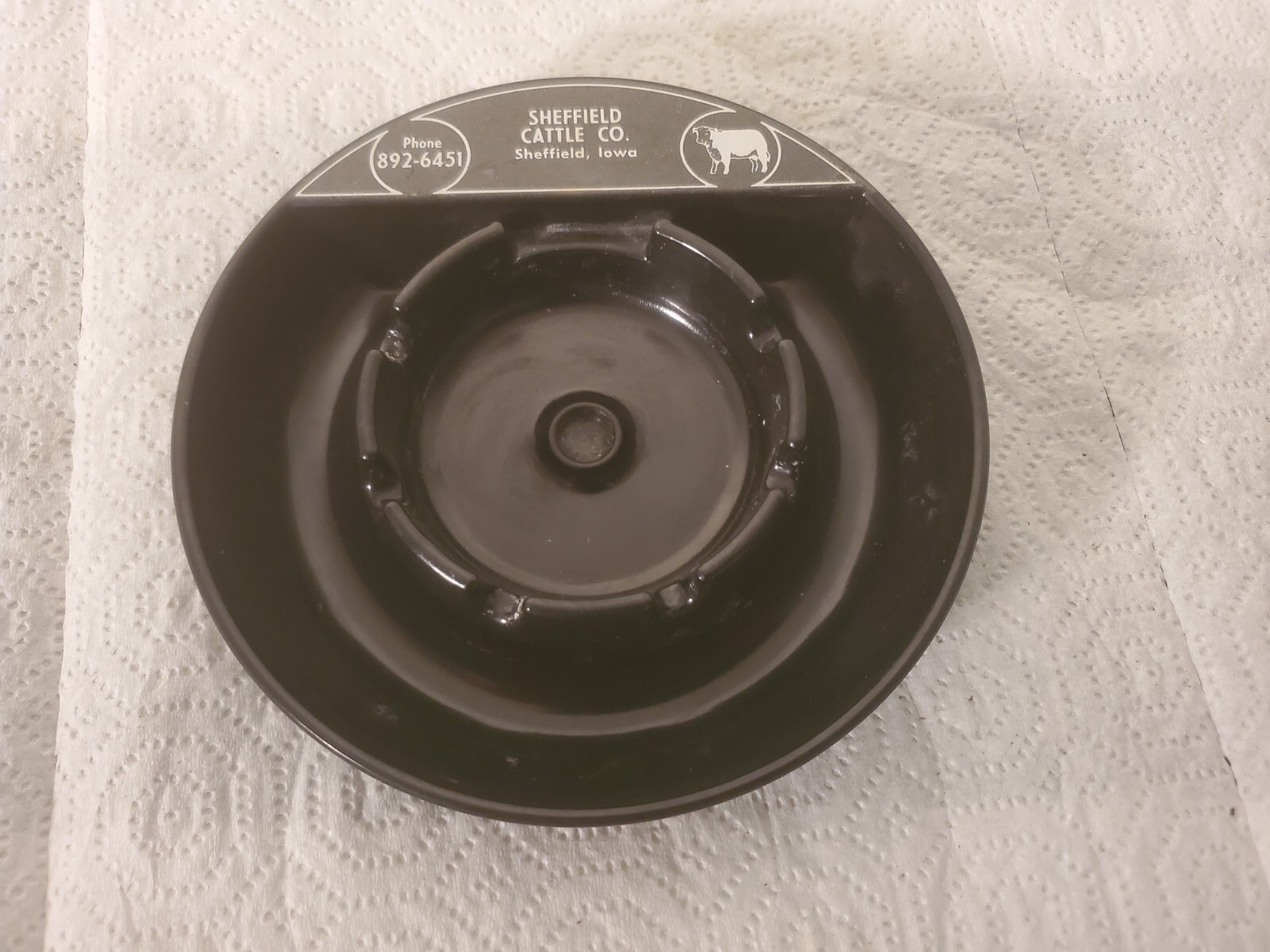 5-1/2″ Hard Plastic Ashtray Sheffield Cattle Company Sheffield Iowa Ranching