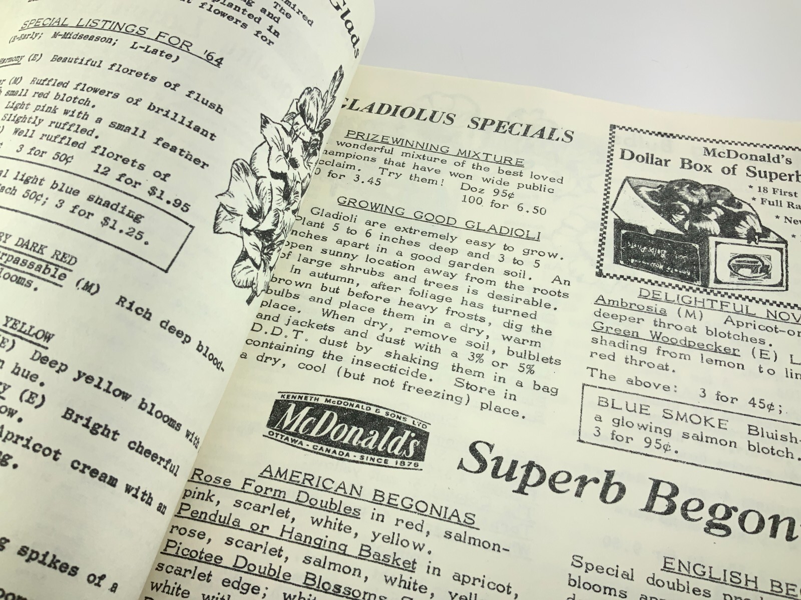 McDonald’s Spring Garden Catalogue 1964 Seed Catalog Ottawa Canada EE629