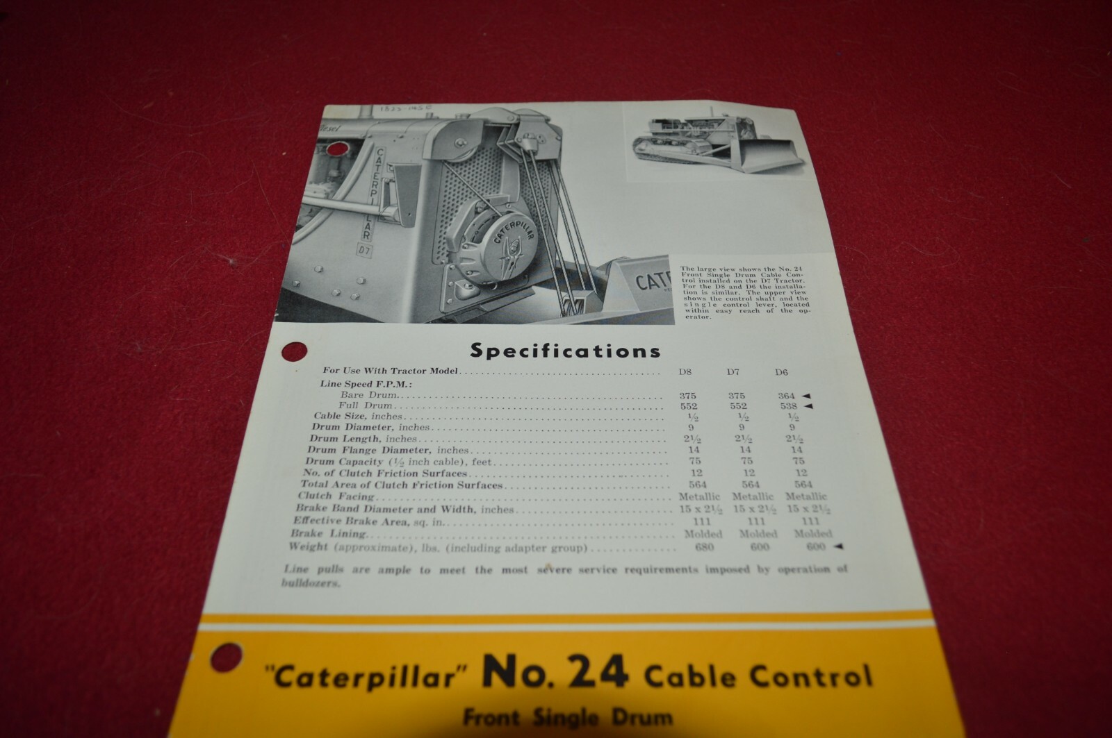 Caterpillar 24 Cable Control For 1949 Dealer’s Brochure AMIL16