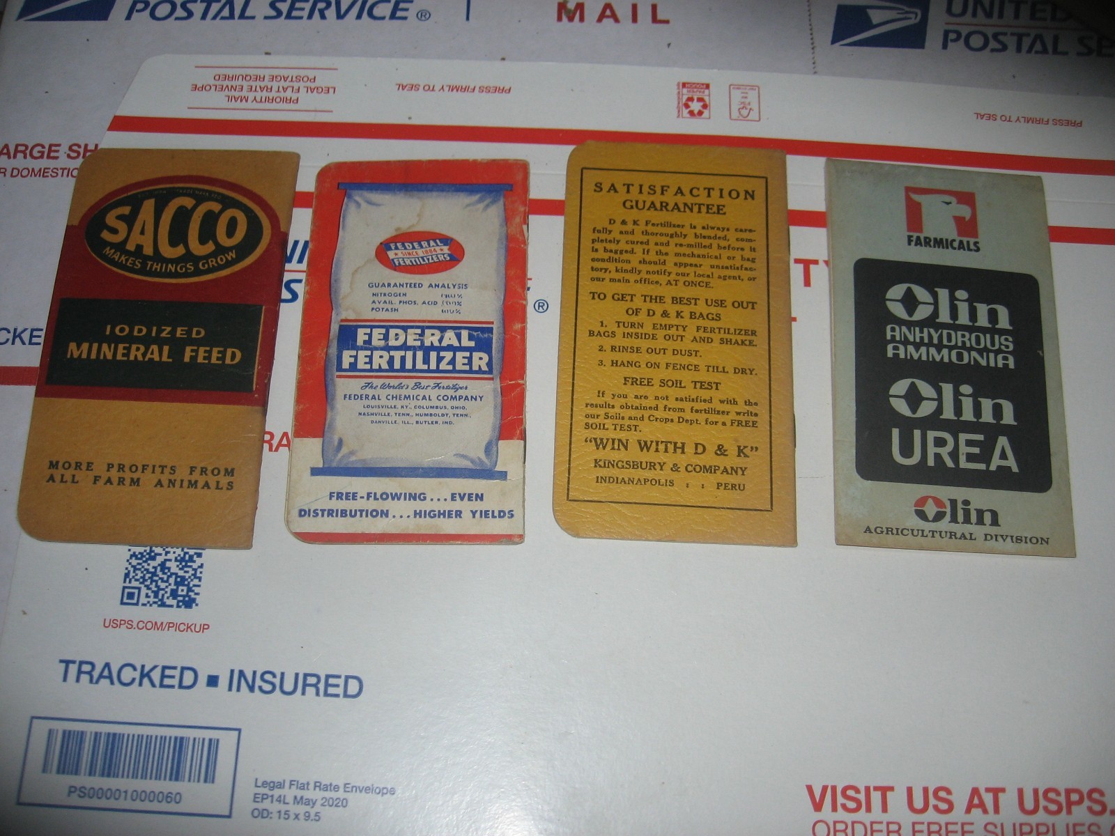 OLD FERTILIZER MEMO BOOKS FROM 1560’s {4} SACCO, AMMO-PHOS, FEDERAL, D&K
