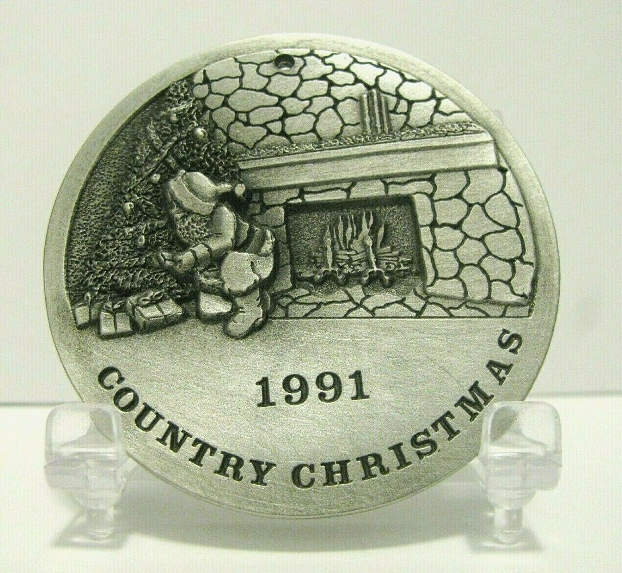 Spec Cast 1991 COUNTRY CHRISTMAS Pewter Xmas Ornament Santa’s Visit Limited Ed