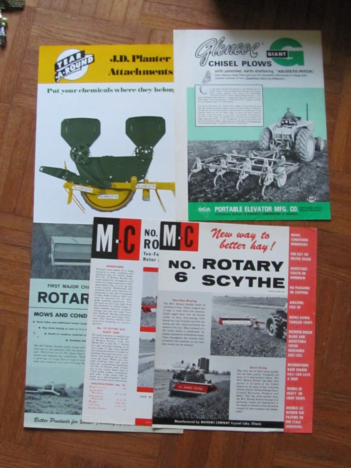VTG FARM ADVERTISING 3 MATHEWS MOWERS 1 DMI 1 GLENCOE 1 JD ATTACHMENT 1 HIVELY