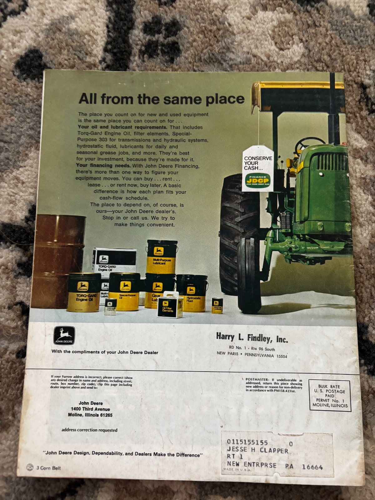 John Deere Furrow Magazine May-June 1971 New Paris Brochure DCPA26