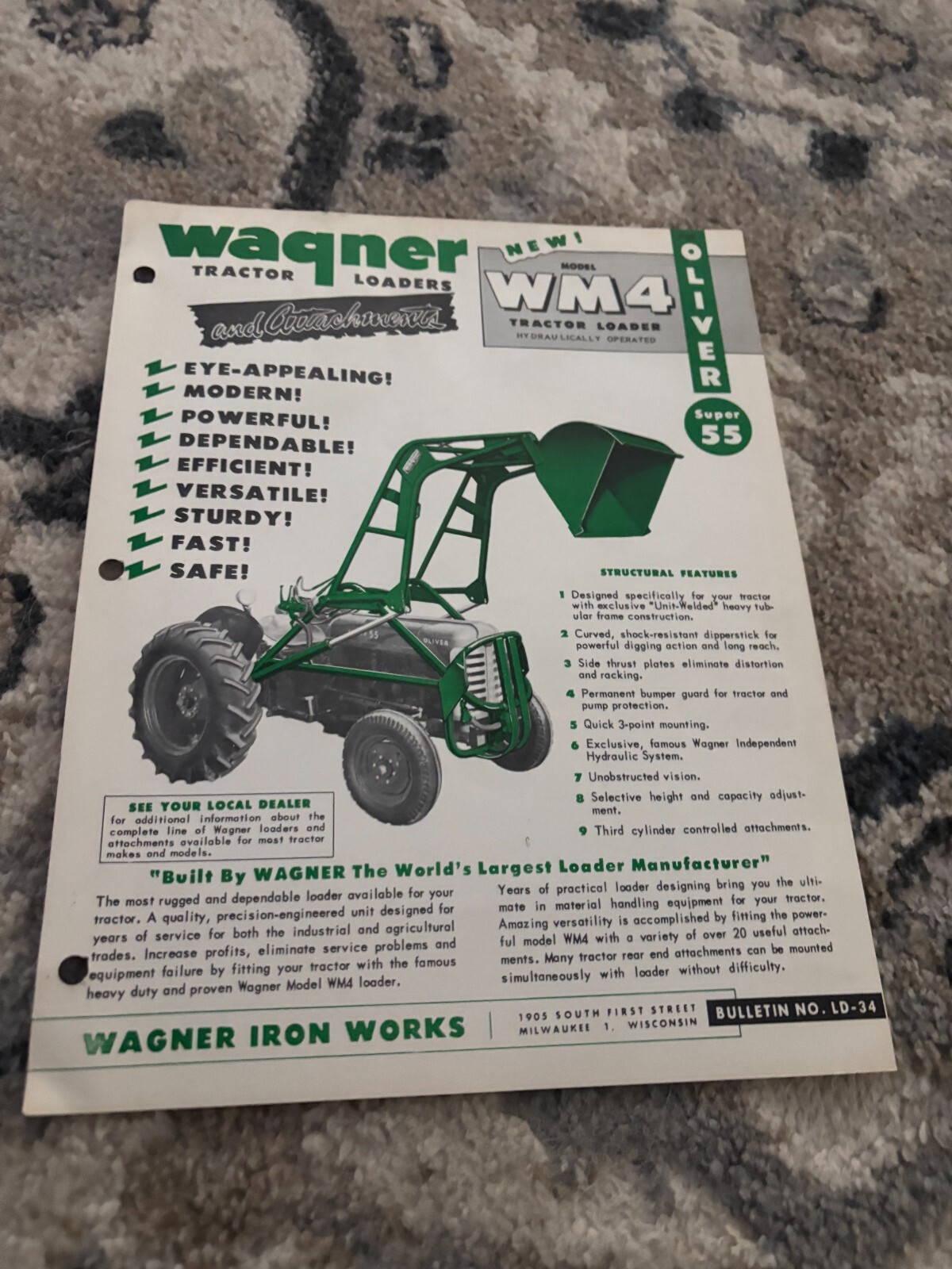 Wagner WMF1 Farm Loader For Oliver Super 55 Tractor Brochure FCCA25