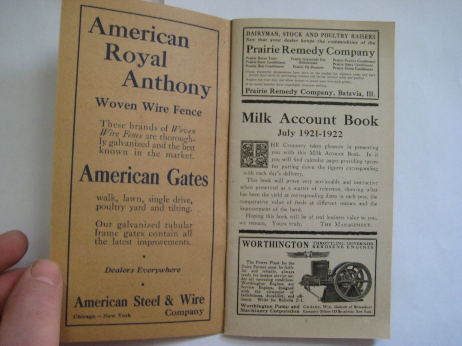 1921 Booklet Beatrice Creamery Dubuque Iowa, Ads Worthington Gas Engine Case ETC