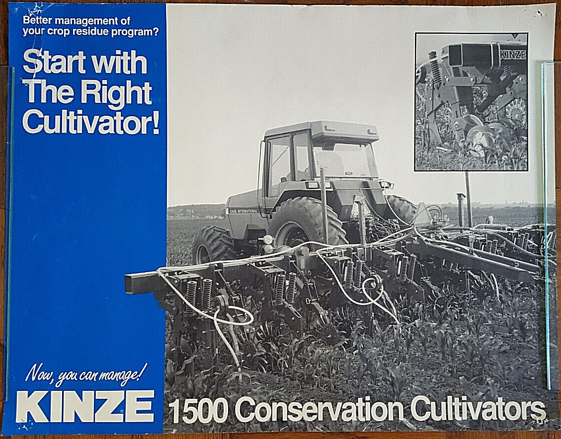 Vintage Kinze Farm Equipment Dealer Poster 1500 Tractor agriculture 18″x23″