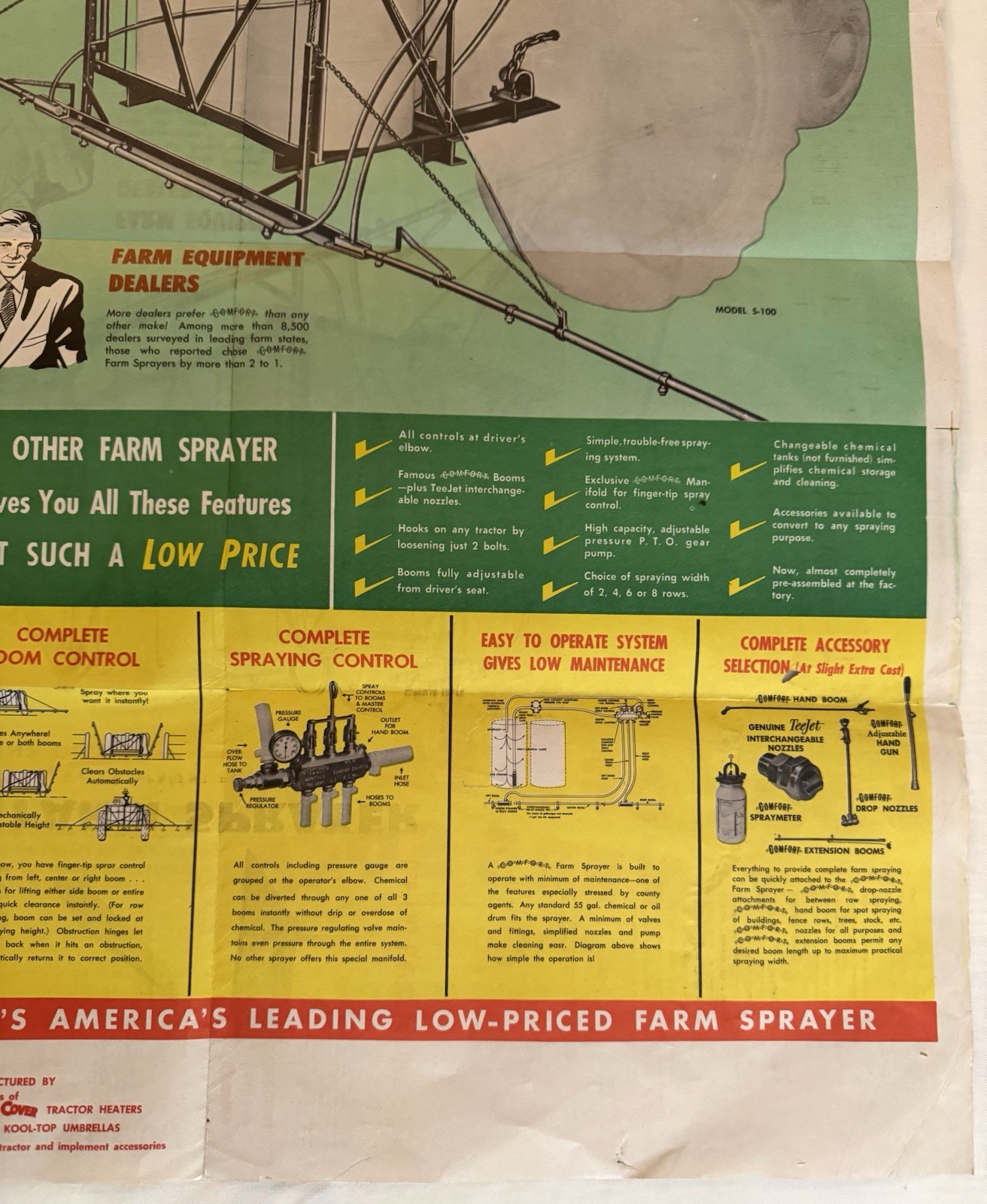Vintage 1960’s Comfort Farm Sprayer Dealer Brochure With 27.5X22 Inch Poster