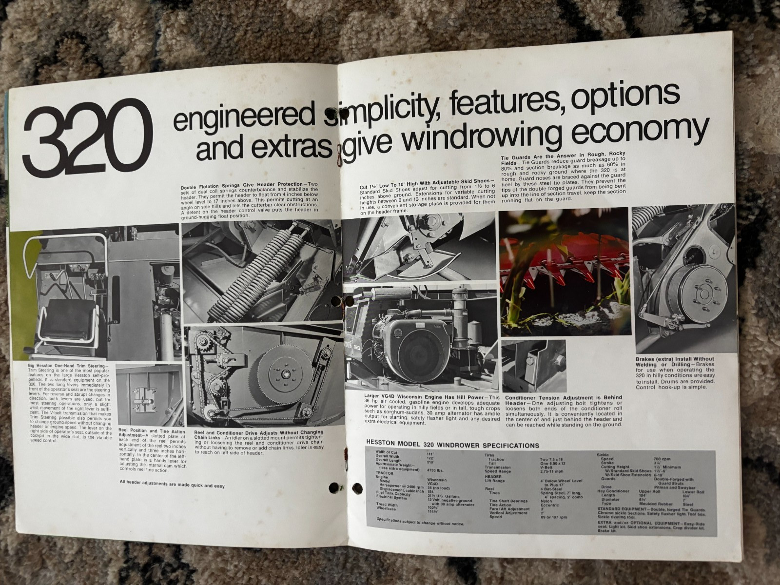 Hesston 320 PT-10 PT-7 Windrowers For 1969 Brochure DCPA26