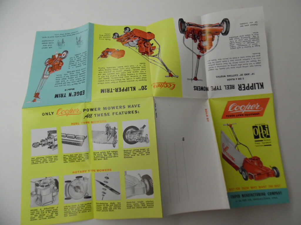 c.1971 Cooper Mfg Co Lawn Mower Catalog Brochure Klipper Marshalltown IA Vintage