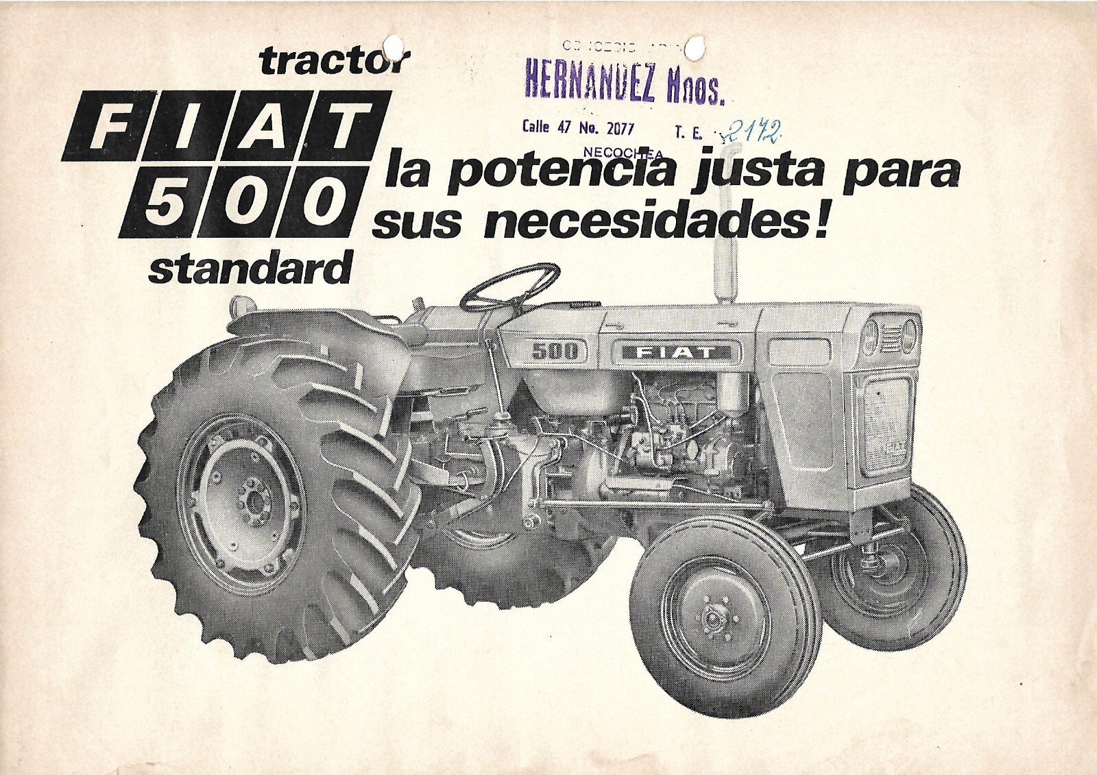 Farm Tractor Brochure – Fiat – 500 Standard – c1970’s – SPANISH language (F8851)