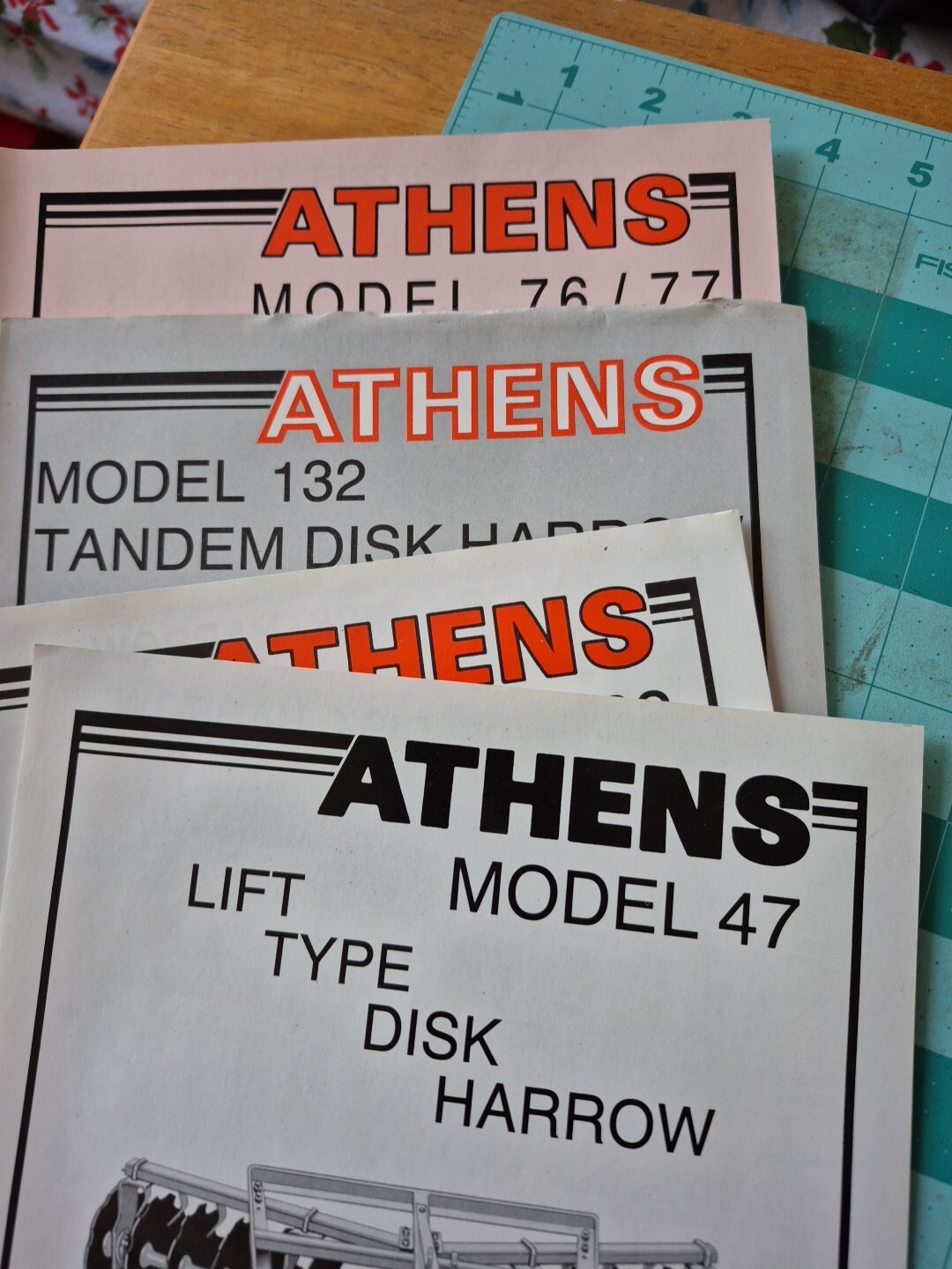 4 Vintage Athens Disk Harrow Brochures Model 47 62 76 77 132