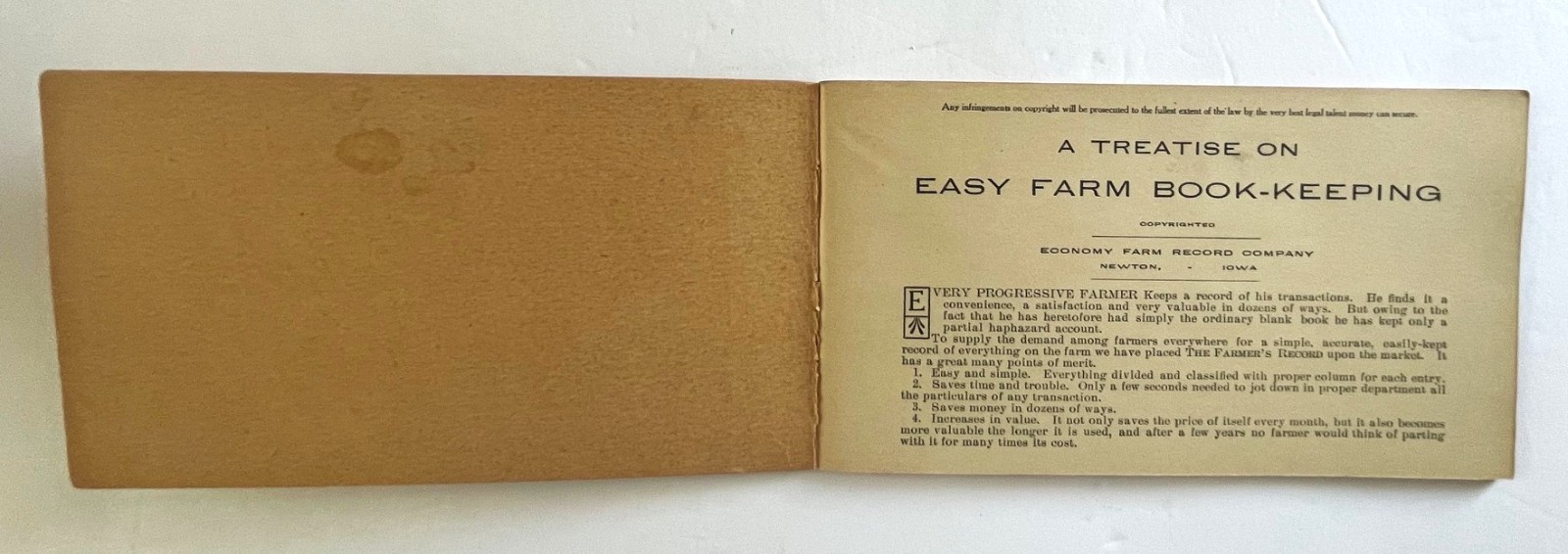 1940s A Treatise on Easy Farm Bookkeeping Ottawa IL Farmer’s Record