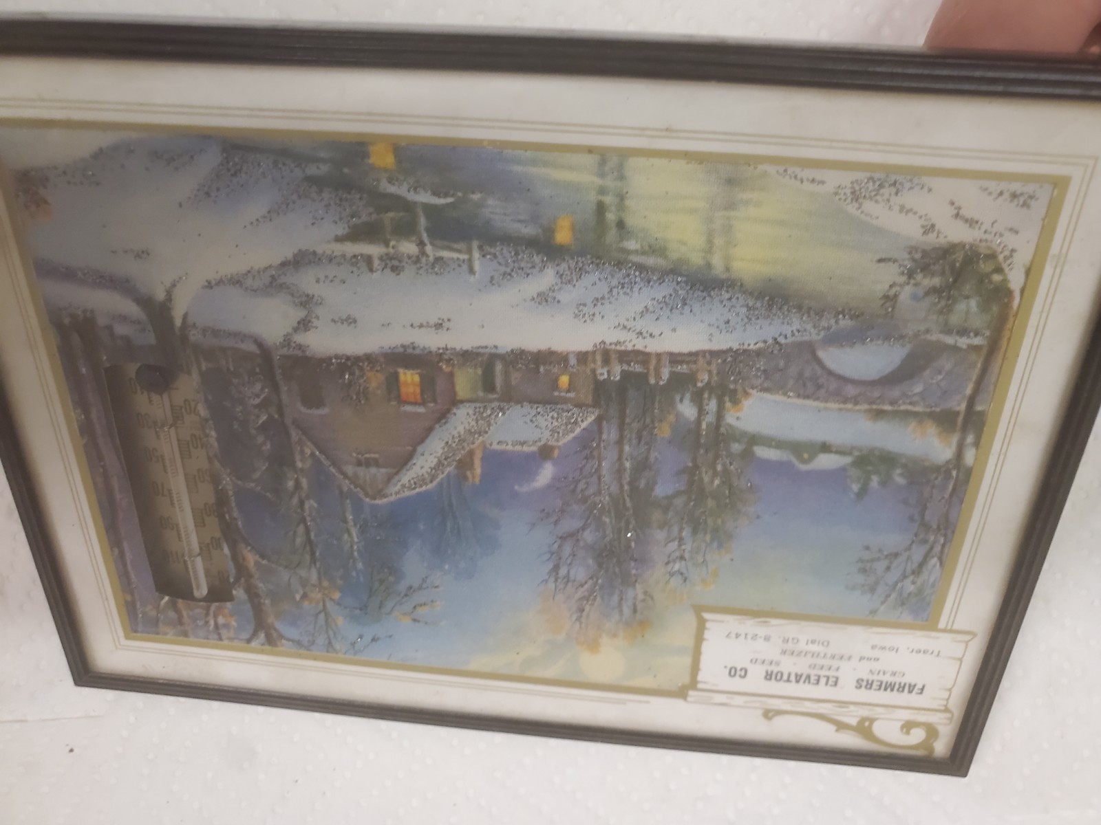 7″ X 5″ Framed Thermometer Farmers Elevator Traer Iowa 1960 Calendar Grain Feed