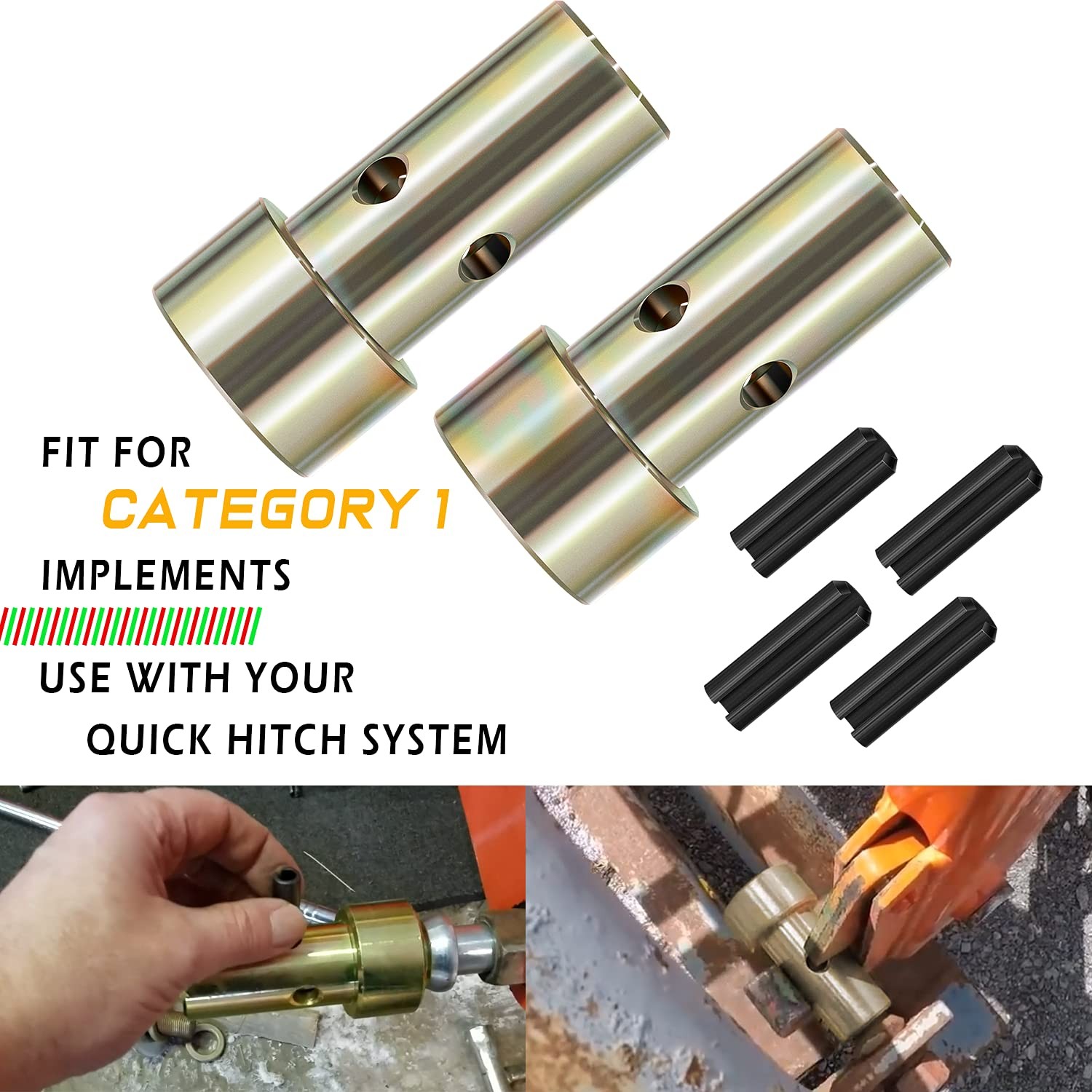 4 Pairs of Cat 1 Quick Hitch Adapter Bushings Set for Category I 3-Point Trac…