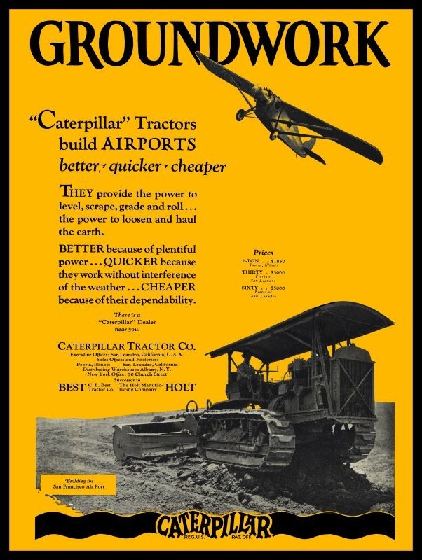 1927 Cat Tractor for Building Airports BETTER! NEW METAL SIGN: 12×16″ Free Ship.