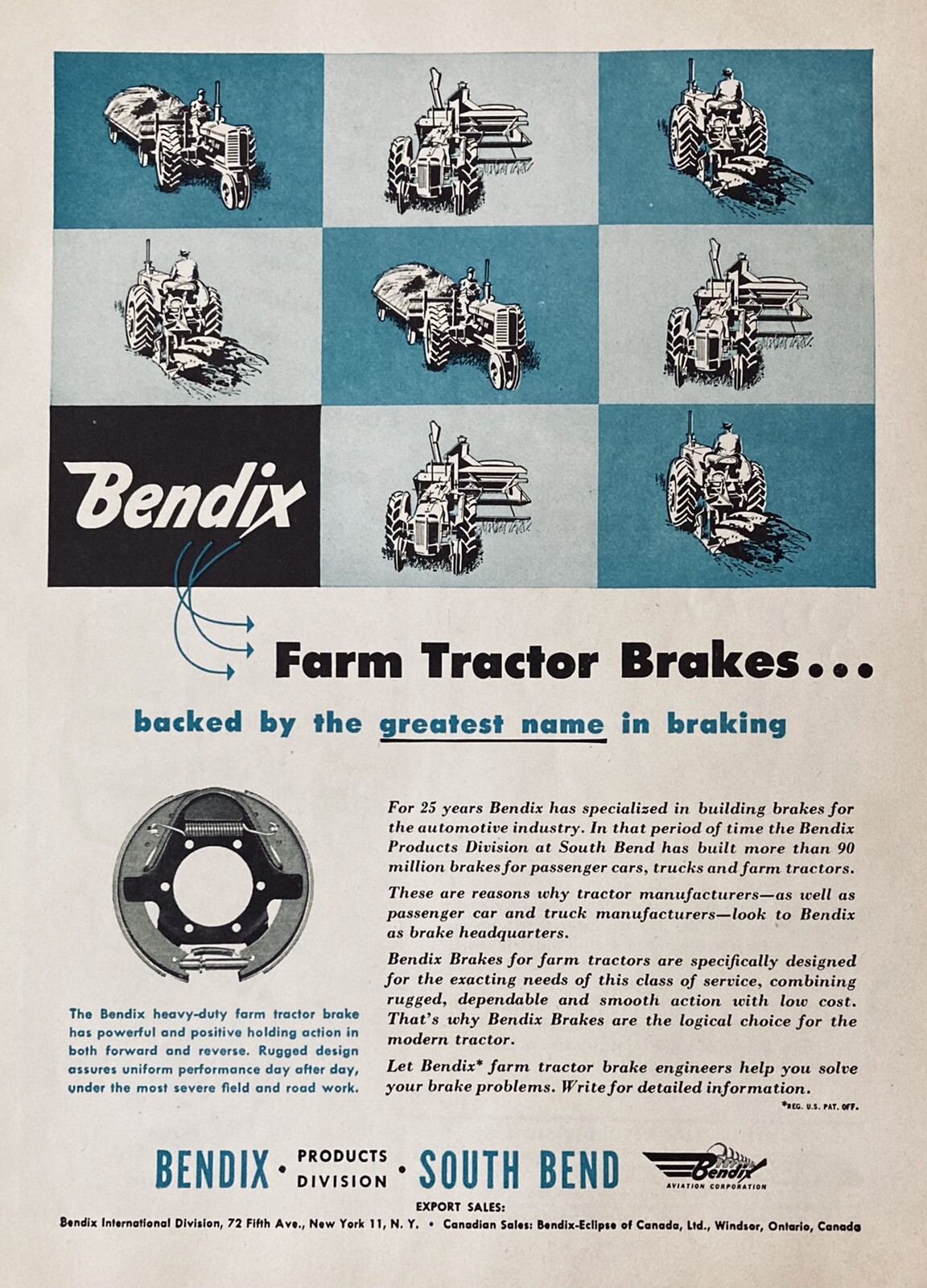 1953 AD.(XH21)~BENDIX PRODUCTS DIV., SOUTH BEND, IN. FARM TRACTOR BRAKES