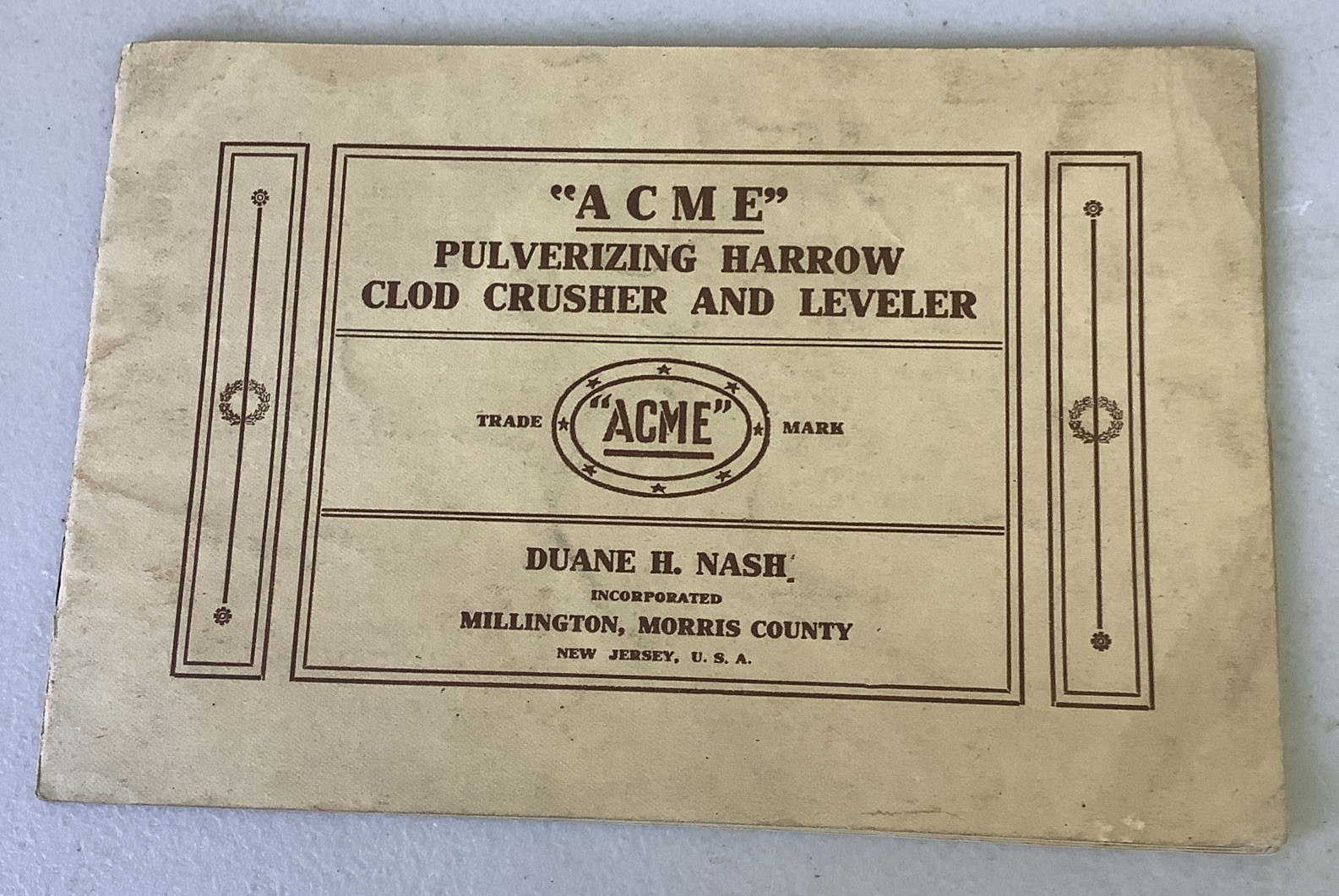 Acme Pulverizing Harrow Millington NJ Vintage Brochure Catalog Farm Equipment
