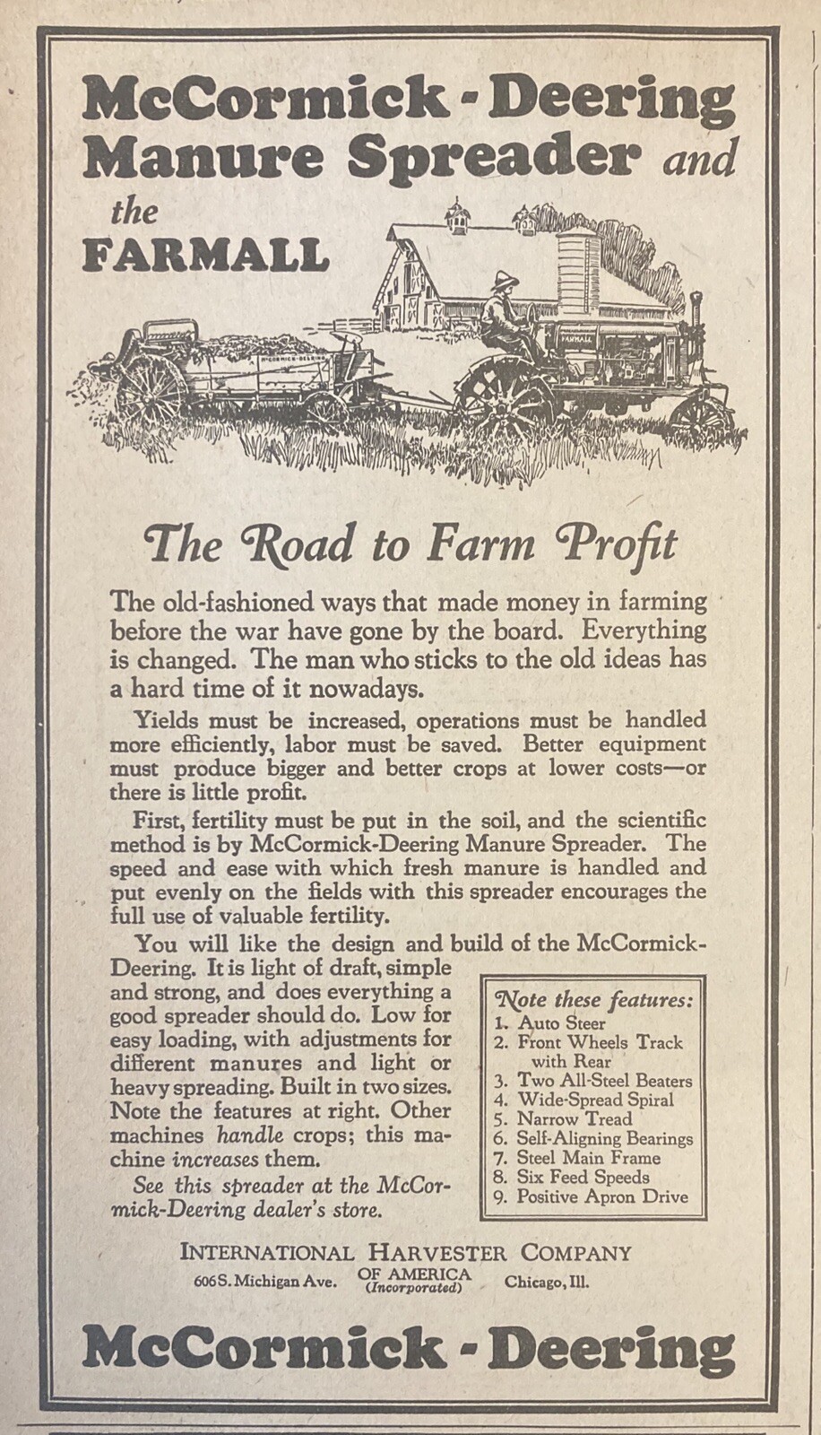 1927 AD.(XF24)~INTERNATIONAL HARVESTER CO. MCCORMICK-DEERING MANURE SPREADER