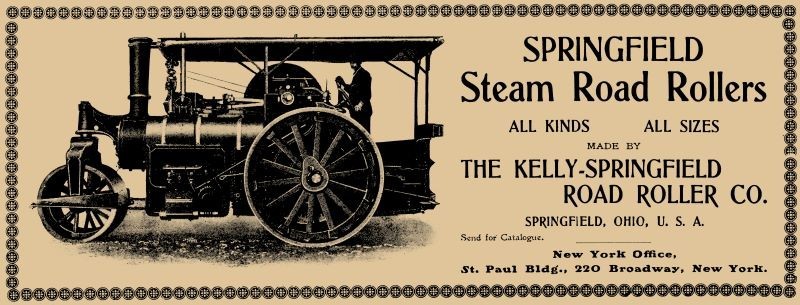 1903 Style Springfield OhiO Steam Road Rollers NEW Sign: 14″ Wide USA STEEL