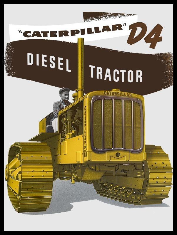 Cat D4 Diesel Tractor – Front End Shot – NEW METAL SIGN: 12×16″ Free Ship.